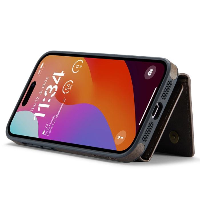 DG.MING - DG.MING M5 Series iPhone 15 Skal PU+PC+TPU Magnetisk Plånbok Kaffe