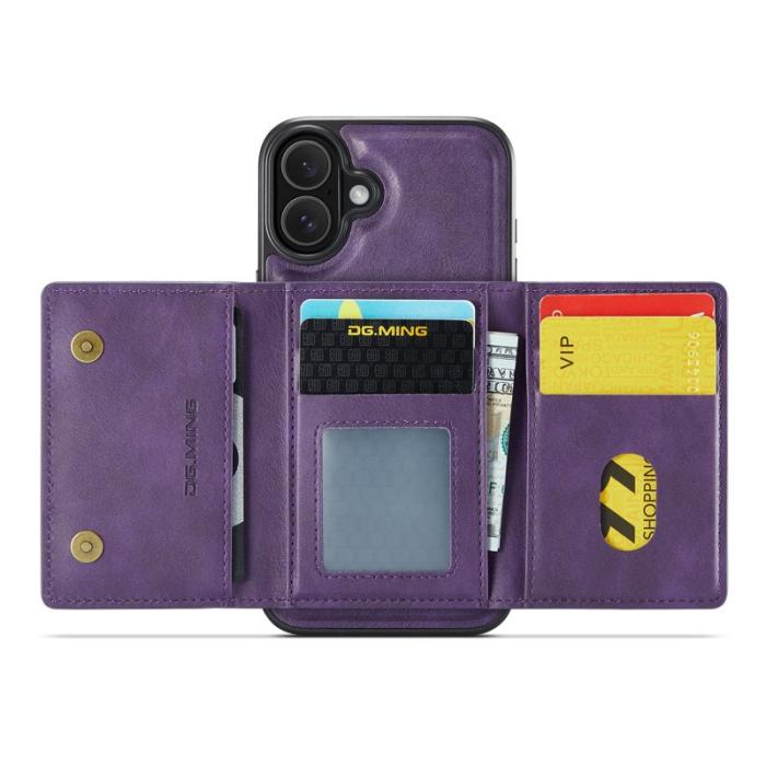 DG.MING - DG.MING M5 Series iPhone 16 Plus Skal Läder Magnetiskt Lila