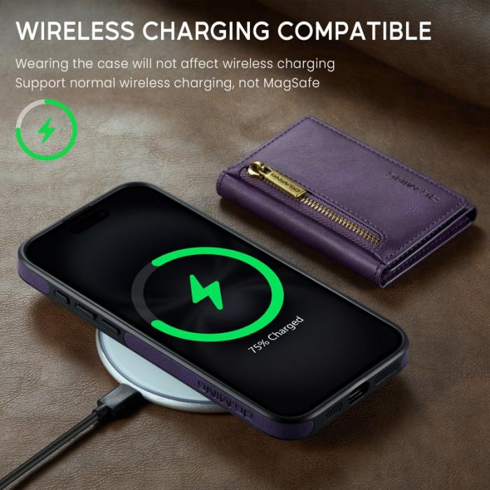 DG.MING - DG.MING M5 Series iPhone 16 Plus Skal Läder Magnetiskt Lila