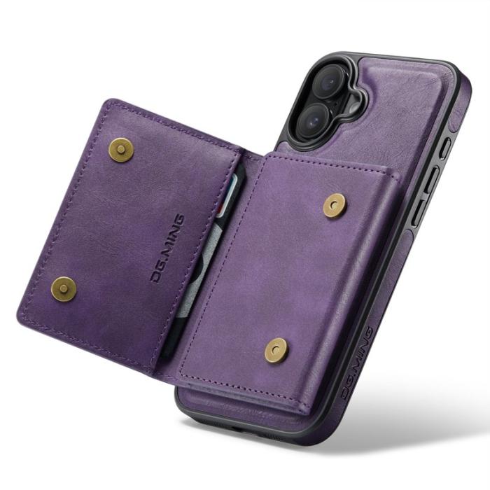DG.MING - DG.MING M5 Series iPhone 16 Skal Avtagbart Magnetiskt Läder Lila