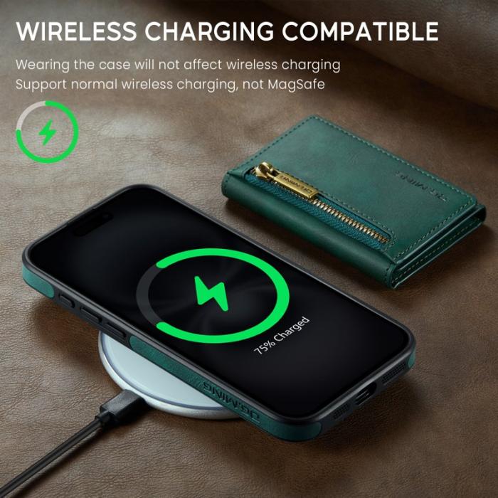 DG.MING - DG.MING M5 Series iPhone 16 Skal Detachable Läder Grön