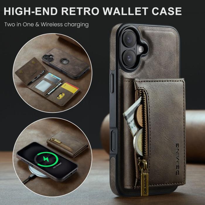 DG.MING - DG.MING M5 Series iPhone 16 Skal Magnetiskt Läder Kaffe