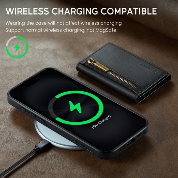 DG.MING - DG.MING M5 Series iPhone 16 Skal Magnetiskt Läder Svart