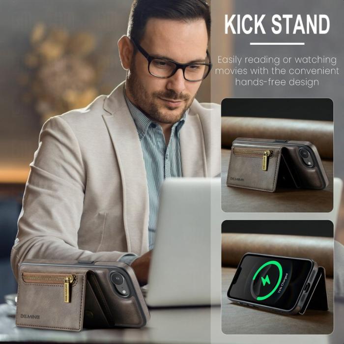 DG.MING - DG.MING M5 Series iPhone 16e Skal Avtagbart Läder Fodral - Kaffe