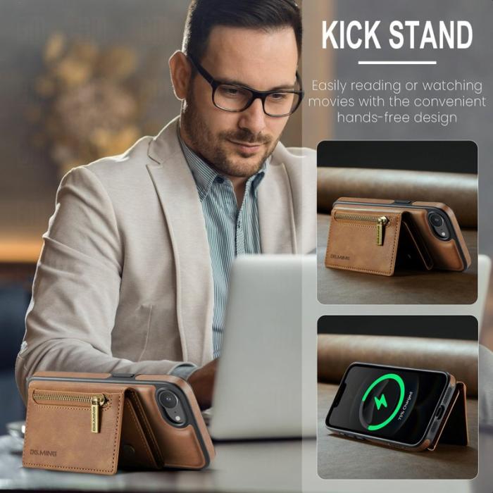 DG.MING - DG.MING M5 Series iPhone 16e Skal Magnetiskt Läder Brun