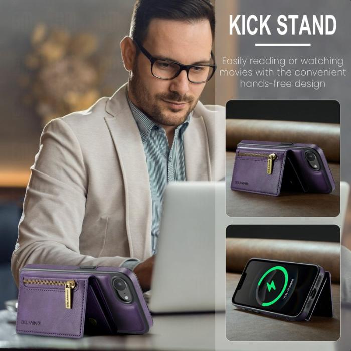 DG.MING - DG.MING M5 Series iPhone 16e Skal Magnetiskt Läder Lila
