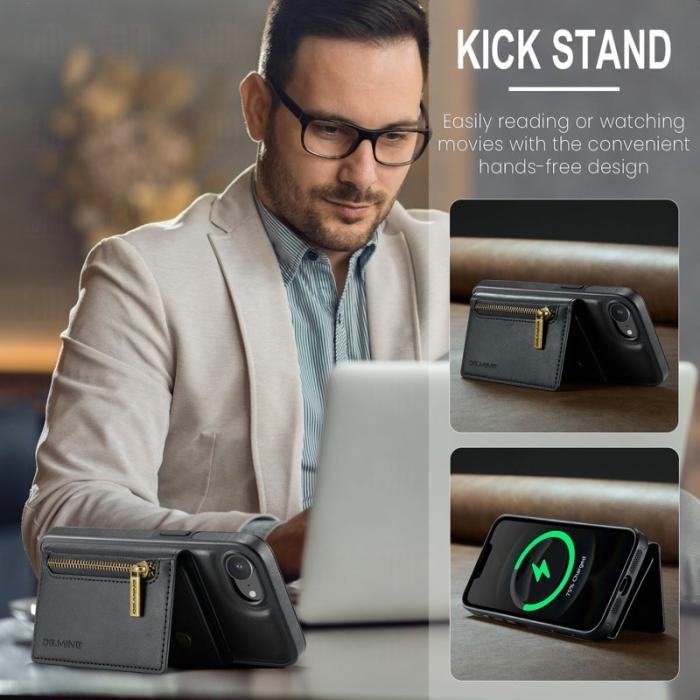 DG.MING - DG.MING M5 Series iPhone 16e Skal Magnetiskt Läder Svart