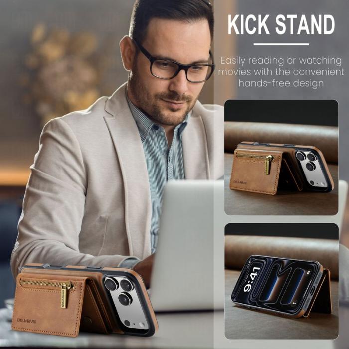 DG.MING - DG.MING M5 Series iPhone 17 Pro Max Skal Magnetiskt Läder Brun