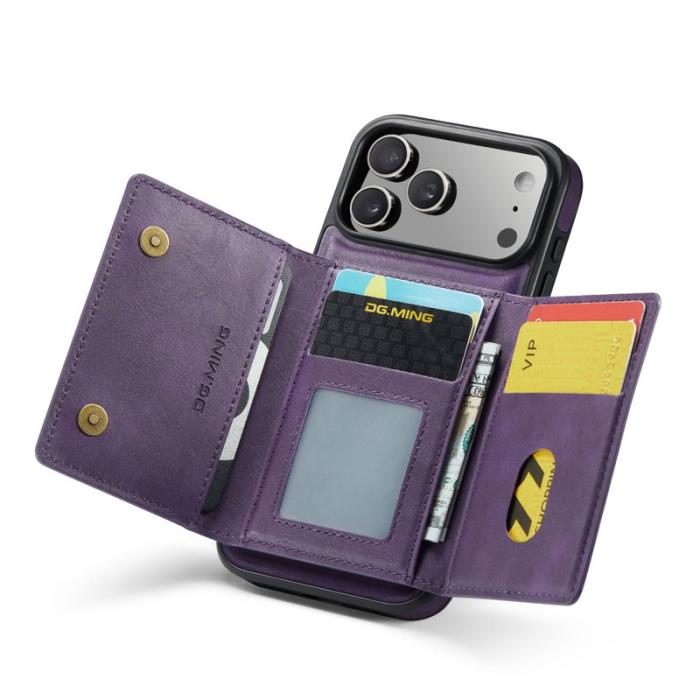 DG.MING - DG.MING M5 Series iPhone 17 Pro Max Skal Magnetiskt Läder Lila