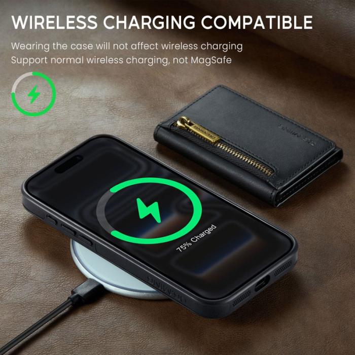 DG.MING - DG.MING M5 Series iPhone 17 Pro Max Skal Magnetiskt Läder Svart