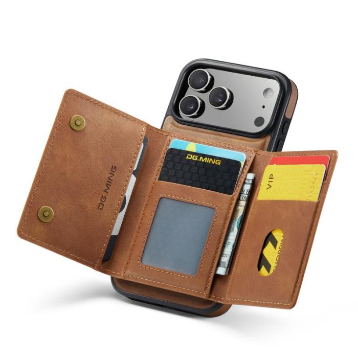 DG.MING - DG.MING M5 Series iPhone 17 Pro Skal Magnetiskt Läder Brun
