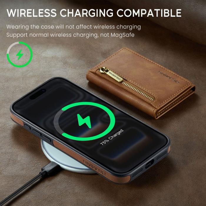 DG.MING - DG.MING M5 Series iPhone 17 Pro Skal Magnetiskt Läder Brun