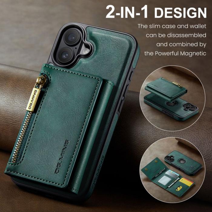 DG.MING - DG.MING M5 Series iPhone 17 Skal Avtagbart Magnetiskt Läder Grön