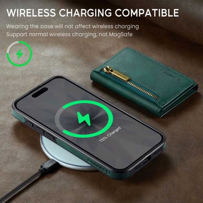 DG.MING - DG.MING M5 Series iPhone 17 Skal Avtagbart Magnetiskt Läder Grön