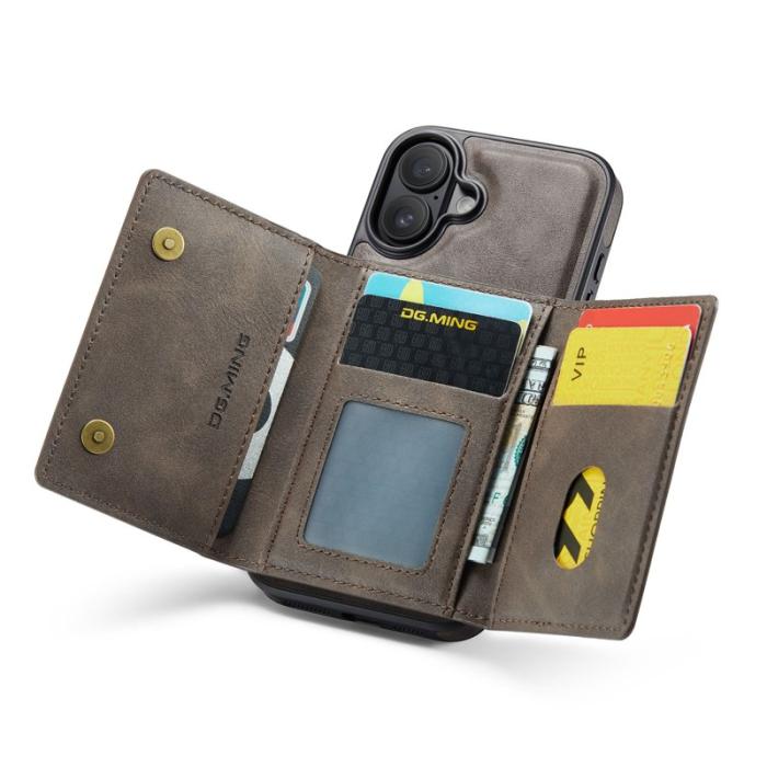 DG.MING - DG.MING M5 Series iPhone 17 Skal Avtagbart Magnetiskt Läder Kaffe
