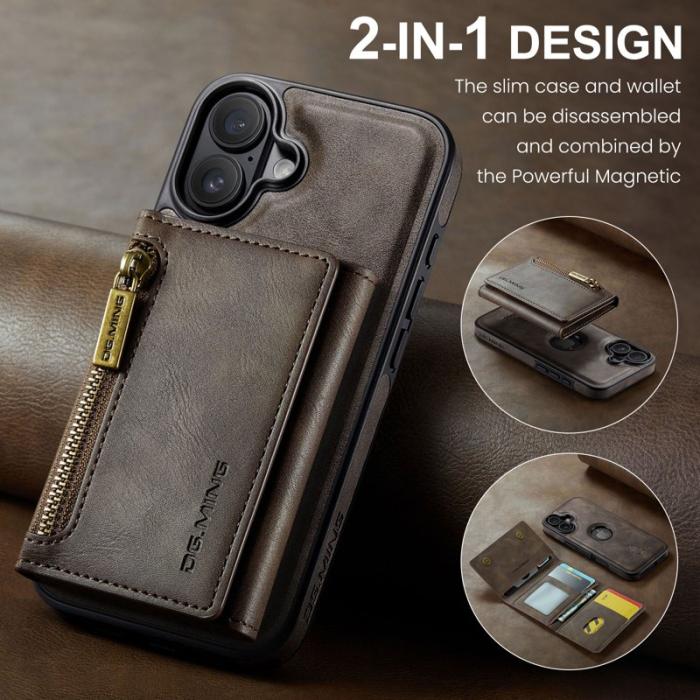 DG.MING - DG.MING M5 Series iPhone 17 Skal Avtagbart Magnetiskt Läder Kaffe
