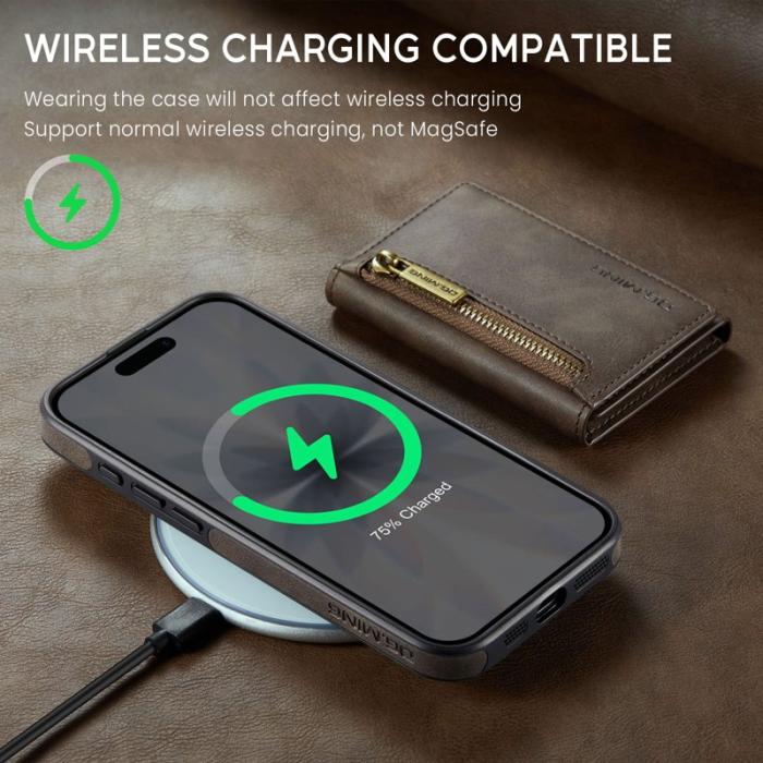 DG.MING - DG.MING M5 Series iPhone 17 Skal Avtagbart Magnetiskt Läder Kaffe