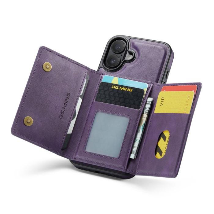DG.MING - DG.MING M5 Series iPhone 17 Skal Avtagbart Magnetiskt Läder Lila