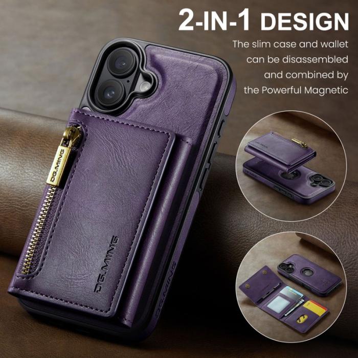 DG.MING - DG.MING M5 Series iPhone 17 Skal Avtagbart Magnetiskt Läder Lila