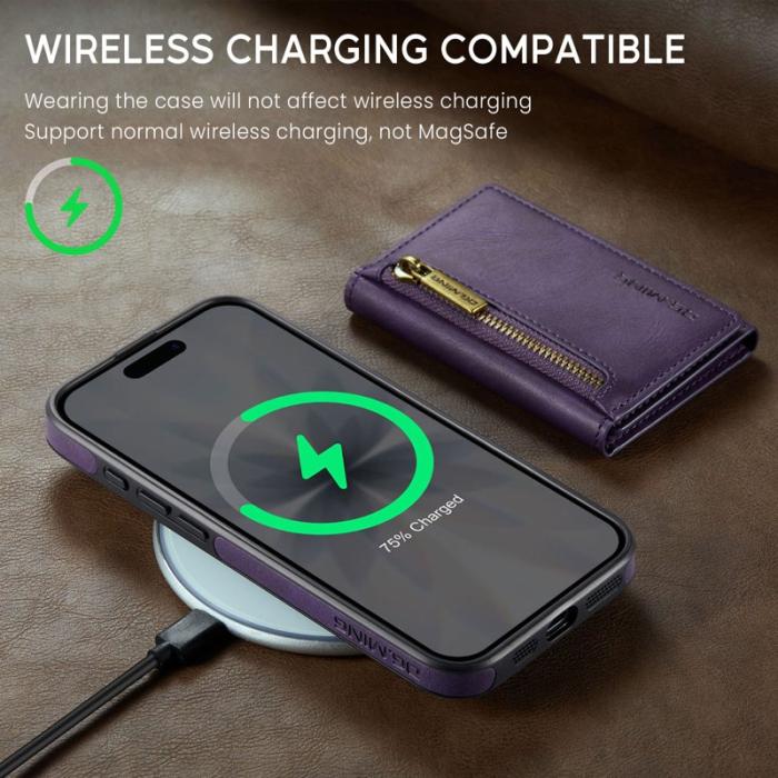 DG.MING - DG.MING M5 Series iPhone 17 Skal Avtagbart Magnetiskt Läder Lila