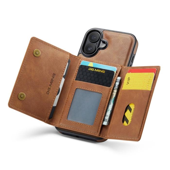 DG.MING - DG.MING M5 Series iPhone 17 Skal Magnetiskt Läder Fodral Brun