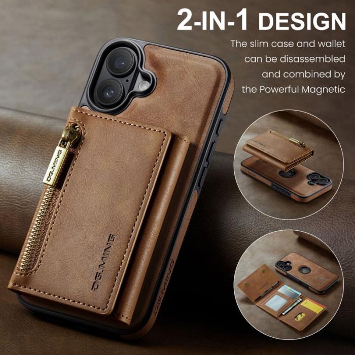 DG.MING - DG.MING M5 Series iPhone 17 Skal Magnetiskt Läder Fodral Brun
