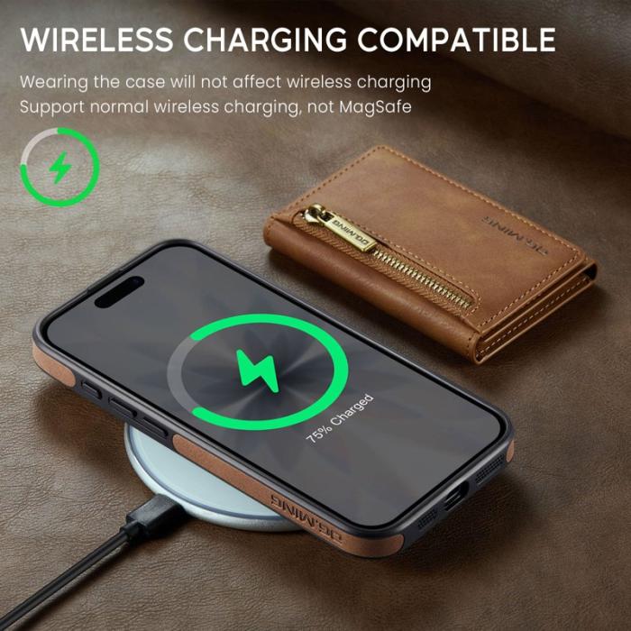 DG.MING - DG.MING M5 Series iPhone 17 Skal Magnetiskt Läder Fodral Brun