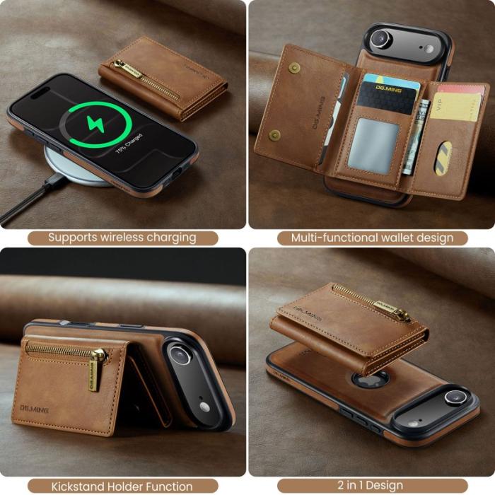 DG.MING - DG.MING M5 Series iPhone Air Fodral Läder Magnetiskt Brun