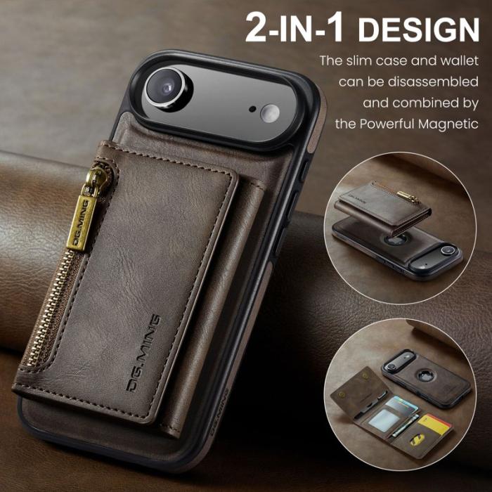 DG.MING - DG.MING M5 Series iPhone Air Fodral Läder Magnetiskt Kaffe