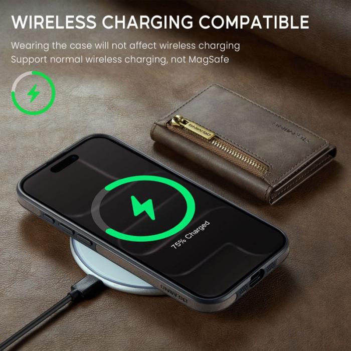 DG.MING - DG.MING M5 Series iPhone Air Fodral Läder Magnetiskt Kaffe