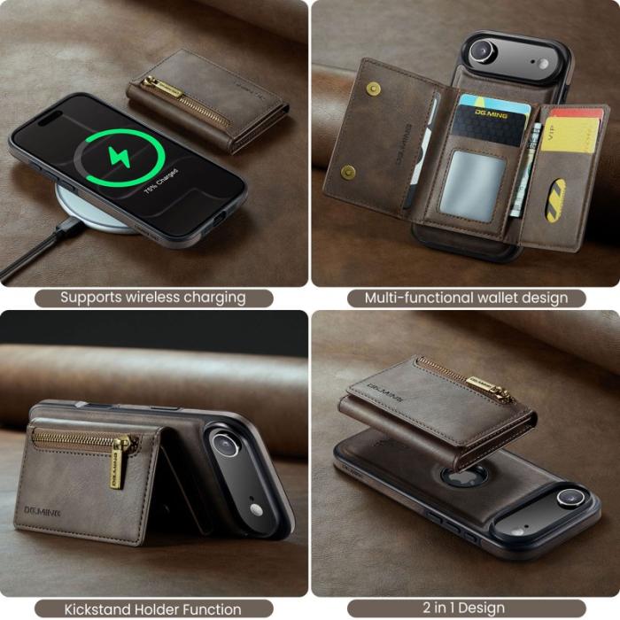 DG.MING - DG.MING M5 Series iPhone Air Fodral Läder Magnetiskt Kaffe