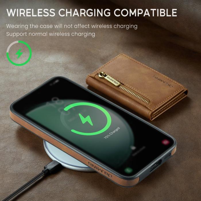 DG.MING - DG.MING M5 Series Samsung Galaxy S24 FE Skal Läder Magnetisk Brun