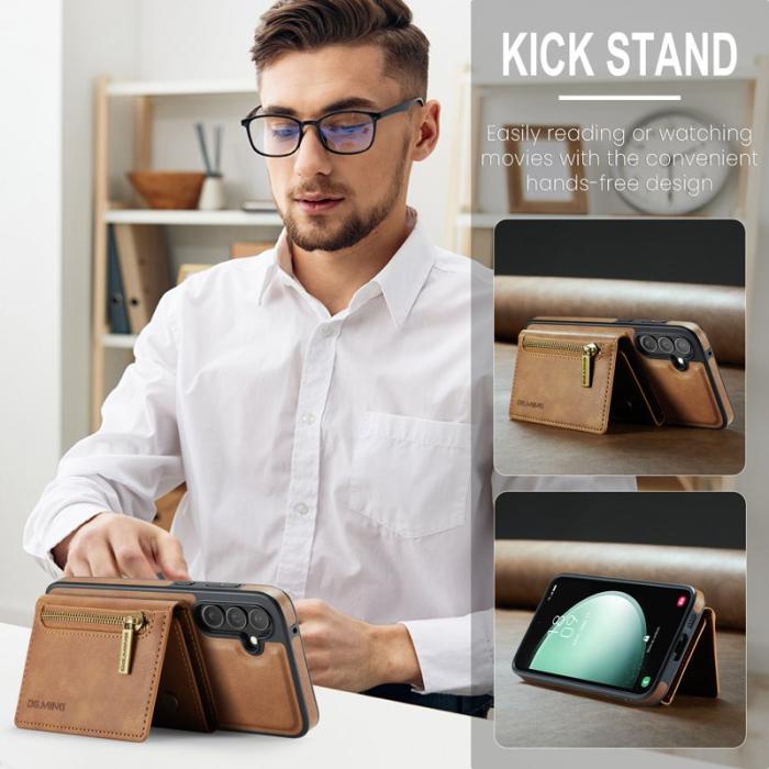 DG.MING - DG.MING M5 Series Samsung Galaxy S24 FE Skal Läder Magnetisk Brun