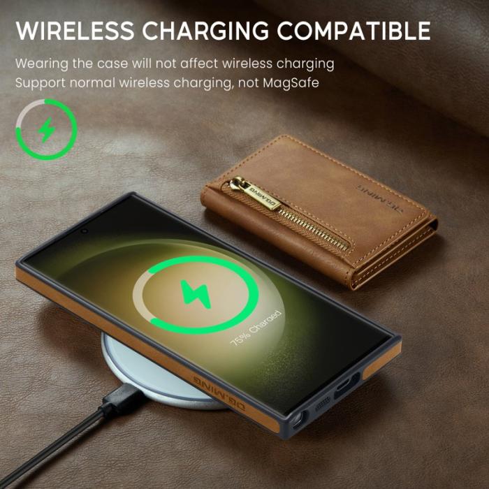 DG.MING - DG.MING M5 Series Samsung Galaxy S24 Läderfodral Magnetisk Brun