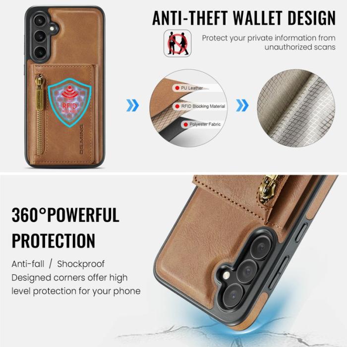 DG.MING - DG.MING M5 Series Samsung Galaxy S25 FE Skal Läder Magnetisk Brun