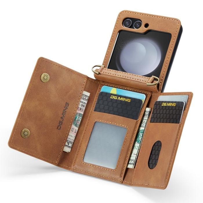 DG.MING - DG.MING M5 Series Samsung Galaxy Z Flip5 Fodral Kickstand Brun