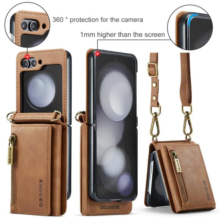 DG.MING - DG.MING M5 Series Samsung Galaxy Z Flip5 Fodral Kickstand Brun
