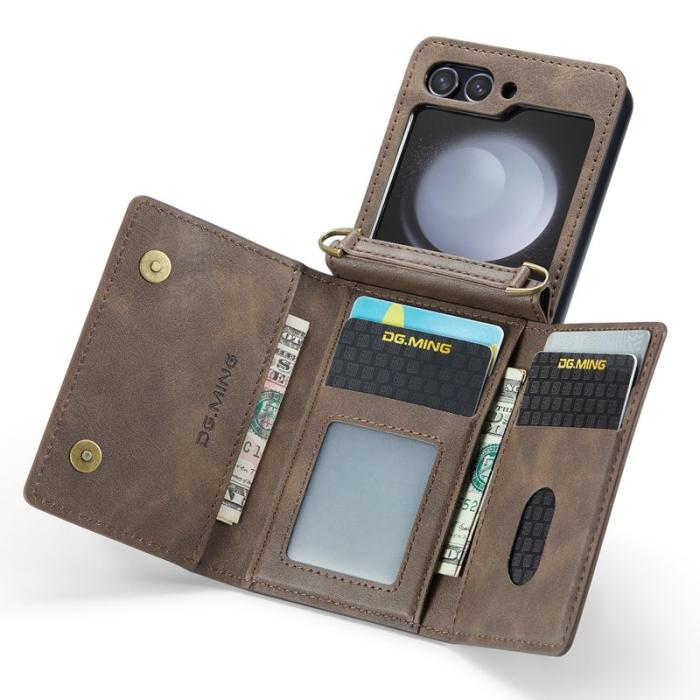 DG.MING - DG.MING M5 Series Samsung Galaxy Z Flip5 Fodral Kickstand Kaffe