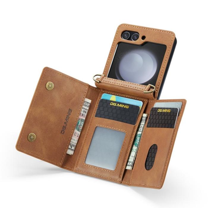 DG.MING - DG.MING Samsung Galaxy Z Flip7 FE Plånboksfodral RFID-Skydd Brun