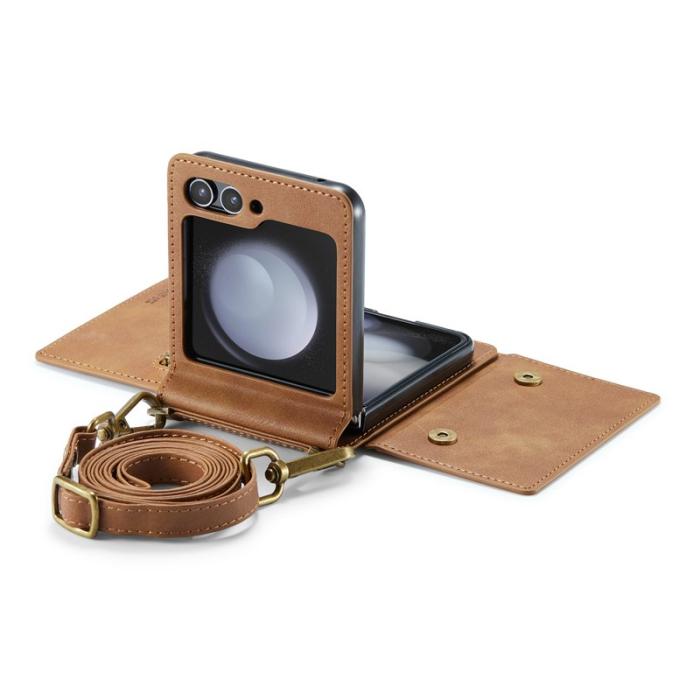 DG.MING - DG.MING Samsung Galaxy Z Flip7 FE Plånboksfodral RFID-Skydd Brun