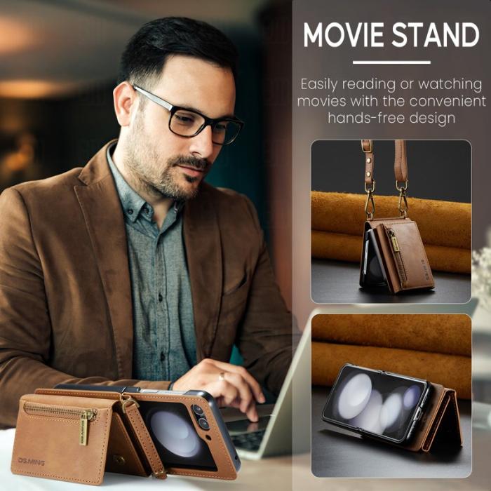 DG.MING - DG.MING Samsung Galaxy Z Flip7 FE Plånboksfodral RFID-Skydd Brun