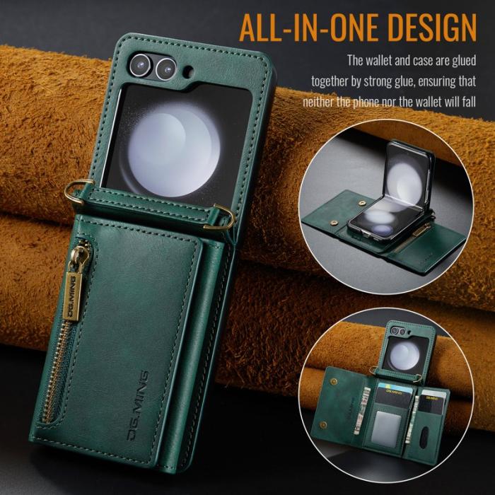DG.MING - DG.MING Samsung Galaxy Z Flip7 FE Plånboksfodral RFID-Skydd Grön