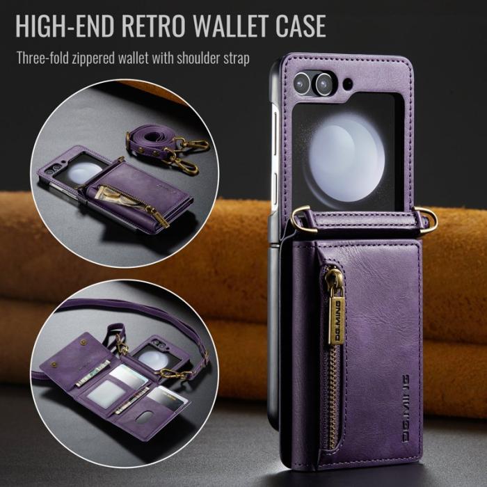 DG.MING - DG.MING Samsung Galaxy Z Flip7 FE Plånboksfodral RFID-Skydd Lila