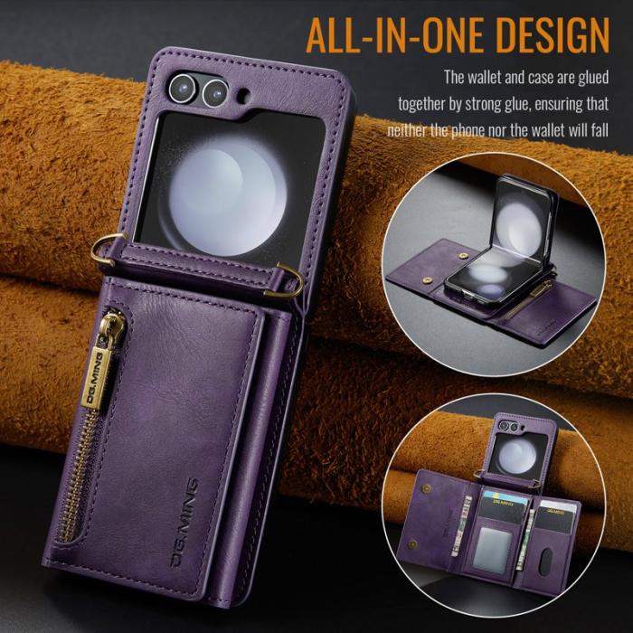 DG.MING - DG.MING Samsung Galaxy Z Flip7 FE Plånboksfodral RFID-Skydd Lila