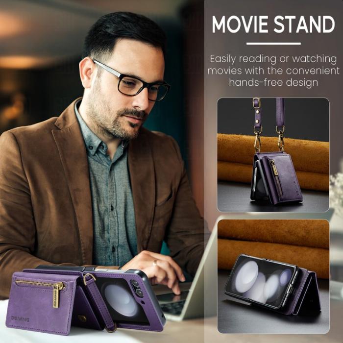 DG.MING - DG.MING Samsung Galaxy Z Flip7 FE Plånboksfodral RFID-Skydd Lila