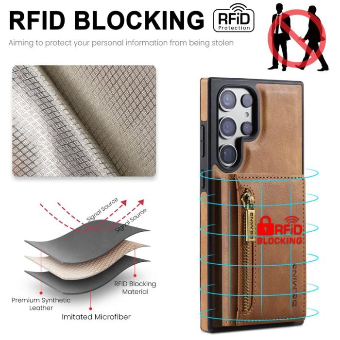 DG.MING - DG.MING M5 Series Wallet Case för Samsung Galaxy S24+ - Brun
