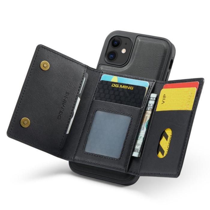 DG.MING - DG.MING M5 Wallet Case iPhone 11 med kortfack och dragkedja - Svart