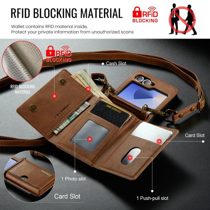 DG.MING - DG.MING M6 Series Fodral till Samsung Galaxy Z Flip6/Z Flip7 - Brun