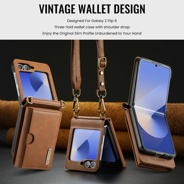 DG.MING - DG.MING M6 Series Fodral till Samsung Galaxy Z Flip6/Z Flip7 - Brun
