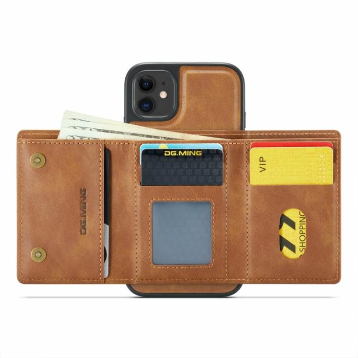 DG.MING - DG.MING M6 Series iPhone 11 Skal Magnetiskt Plånboksfodral Brun
